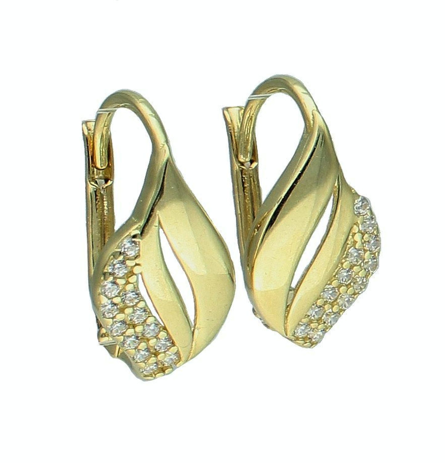 Złote kolczyki damskie 375 klasyczne z białymi cyrkoniami KL 8816 375 (2).jpg